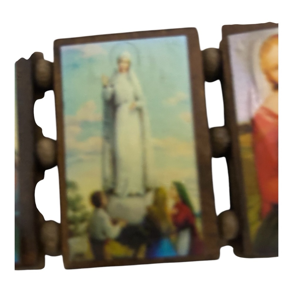 Bangle Elastic Stretch 6 Rectangular Wooden Plate with 6 Religious Pictures - Picture 10 of 13
